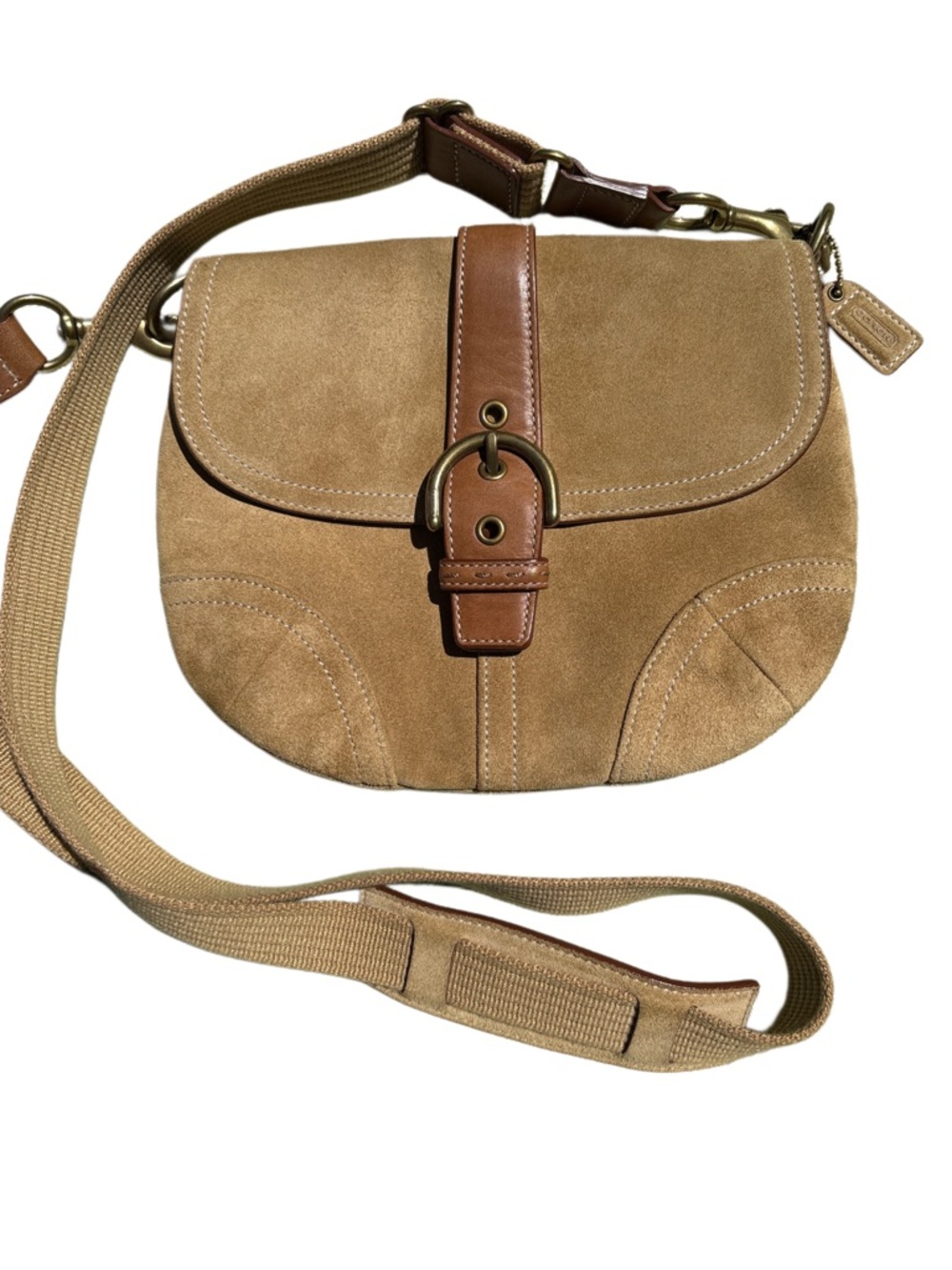 Coach Vintage 2004 Y2K Soho Crossbody Tan Suede with Brown Leather Trim 4743 - Picture 9 of 10